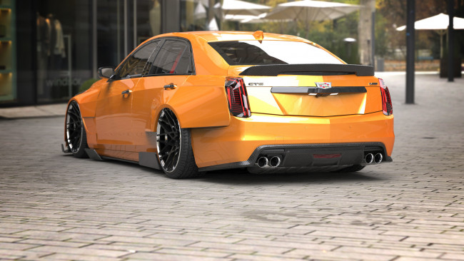 Обои картинки фото cadillac cts-v orange peach, автомобили, 3д, cadillac, cts, v, orange, peach