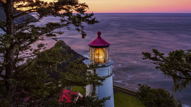 Обои картинки фото heceta head lighthouse, oregon, природа, маяки, heceta, head, lighthouse