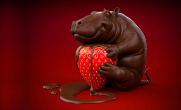 Картинка 3д+графика еда- food бегемот шоколад клубника