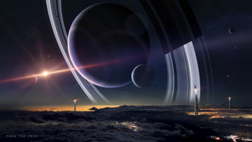 Картинка 3д+графика атмосфера настроение+ atmosphere+ +mood+ поверхность планеты звезда