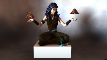 Картинка 3д+графика фантазия+ fantasy девушка взгляд фон пирамиды