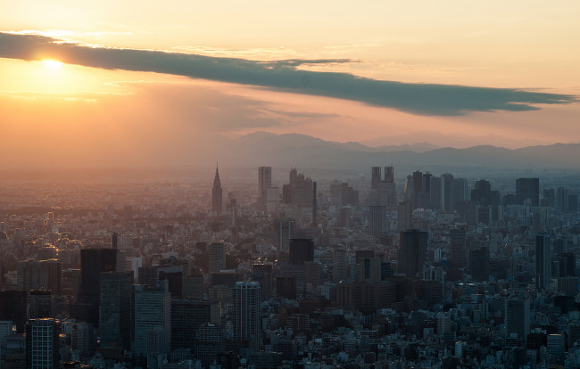 Обои картинки фото города, токио , Япония, небоскребы, закат, tokyo, skytree, shinjuku, sunset, солнце, токио, здания