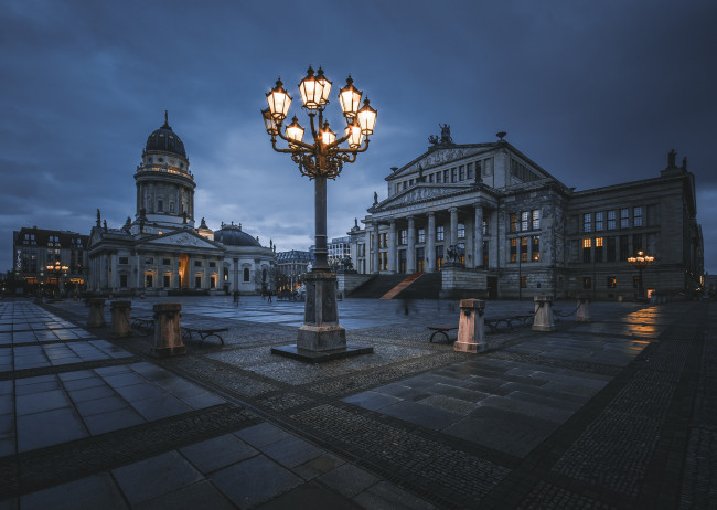 Обои картинки фото berlin, города, берлин , германия, площадь, фонарь, ночь