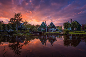 Картинка города -+пейзажи облака вечер дома небо канал нидерланды голландия утро