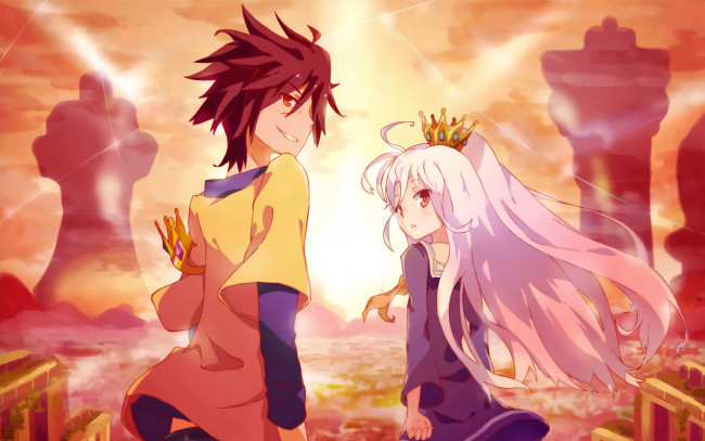 Обои картинки фото аниме, no game no life, фон, взгляд, девушка