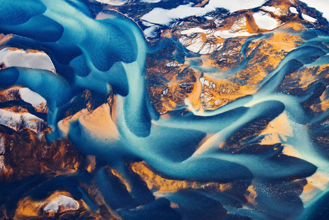 Обои картинки фото природа, другое, аэрофотосъёмка, песок, грязь, исландия, вид, сверху, потоки, реки