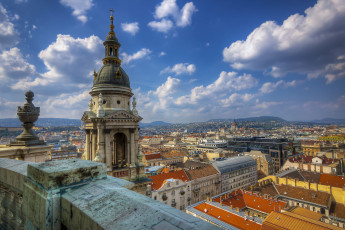 обоя st,  stephen`s basilica rooftop, города, будапешт , венгрия, панорама