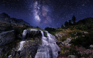 Картинка природа водопады ночь водопад звезды