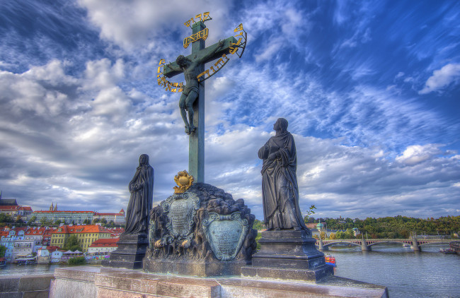 Обои картинки фото statuary of the holy crucifix and calvary, города, прага , Чехия, комплекс, музейный