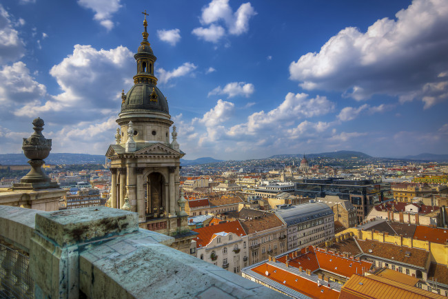 Обои картинки фото st,  stephen`s basilica rooftop, города, будапешт , венгрия, панорама