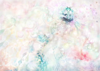 Картинка аниме vocaloid цветы девушка галстук