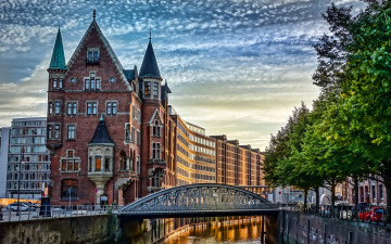 Картинка города гамбург+ германия мост река