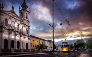 Картинка города лиссабон+ португалия трамвай