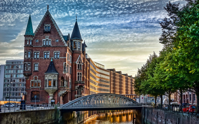 Обои картинки фото города, гамбург , германия, мост, река