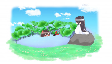 Картинка аниме mo+dao+zu+shi вэй усянь лань ванцзы озеро камень