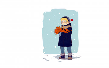 Картинка аниме naruto наруто узумаки зима лис хвосты курама