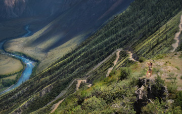 Картинка природа горы горный алтай перевал кату-Ярык серпантин