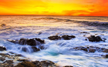 Картинка природа восходы закаты камни море прибой закат