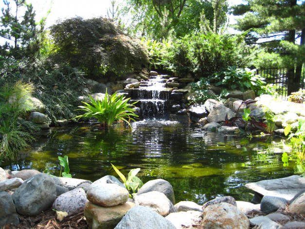 Обои картинки фото природа, парк, зелень, камни, вода
