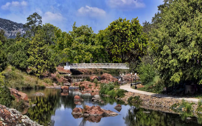 Обои картинки фото spring, bridge, природа, парк, мост