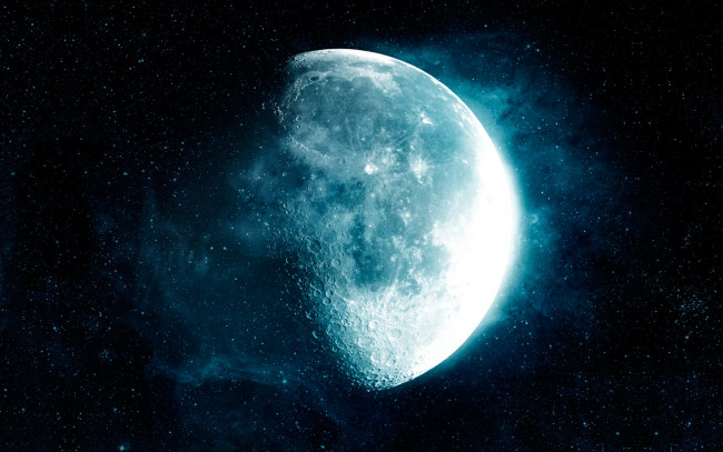 Обои картинки фото космос, луна, растворимая, звезды, темнота