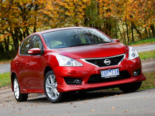 обоя автомобили, nissan, datsun, pulsar, красный, 2013г, nb17