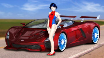 Картинка автомобили 3d+car&girl девушка автомобиль