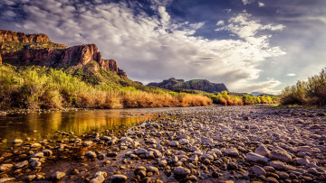Картинка природа пейзажи речка горы аризона камни