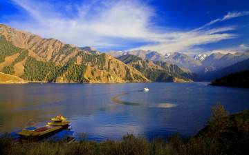 Картинка природа реки озера китай озеро синьцзян тянь-шань
