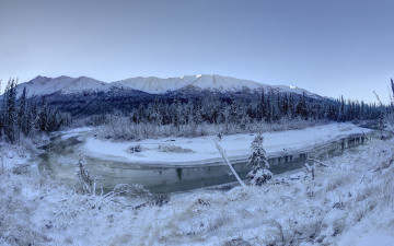 Картинка природа зима река снег пейзаж