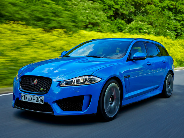 Обои картинки фото автомобили, jaguar, xfr-s, sportbrake, 2014г, синий