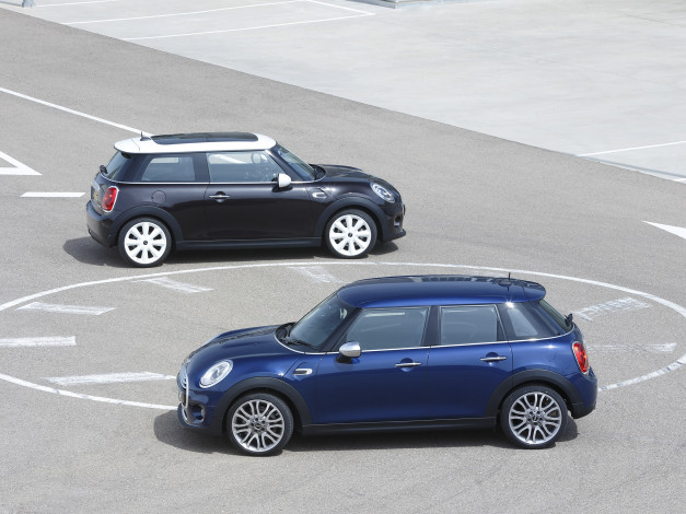 Обои картинки фото автомобили, mini, голубой, cooper, d, f56, 2014г