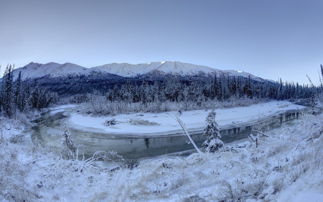 Обои картинки фото природа, зима, река, снег, пейзаж