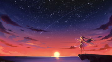 Картинка аниме vocaloid небо kyuri 405966795 hatsune miku звёздное ночь девушка арт