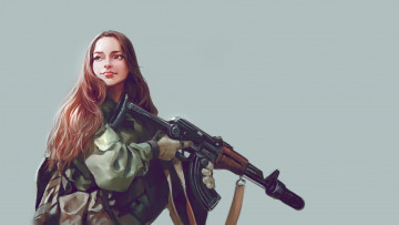 Картинка фэнтези девушки длинные волосы взгляд фон оружие арт девушка