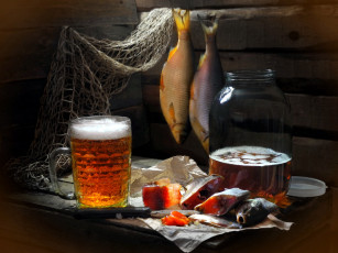 обоя еда, напитки,  пиво, бокал, пиво, пена, сушеная, рыба