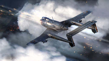 обоя видео игры, war thunder, самолет, облака, полет