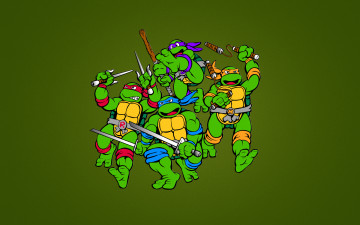 обоя Черепашки, ниндзя, мультфильмы, tmnt, Черепашки-ниндзя, teenage, mutant, ninja, turtles, зеленый, фон