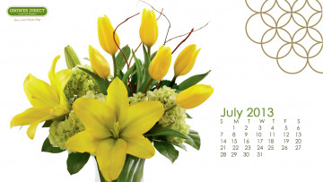 обоя календари, цветы, гортензия, тюльпаны, лилии