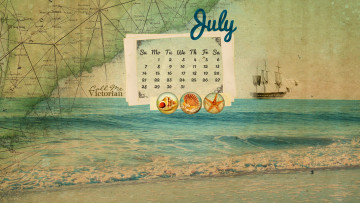 обоя календари, рисованные, векторная, графика, карта, корабль, море