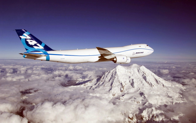 Обои картинки фото авиация, грузовые, самолёты, самолет, горы, вершина