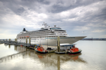 обоя crystal symphony in liverpool, корабли, лайнеры, океанский, круиз, причал, лайнер