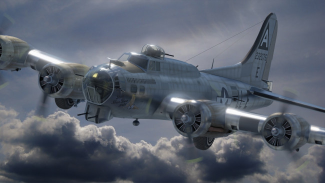 Обои картинки фото авиация, 3д, рисованые, v-graphic, полет, облака, самолет