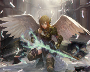 Картинка аниме ангелы +демоны ангел девушка