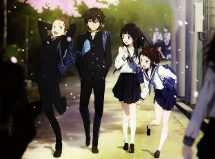 Картинка аниме hyouka школьники