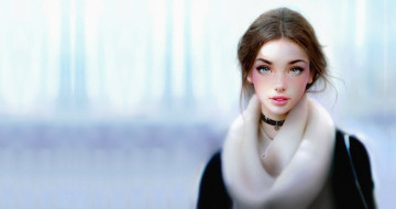 Картинка рисованное люди портрет зима девушка арт