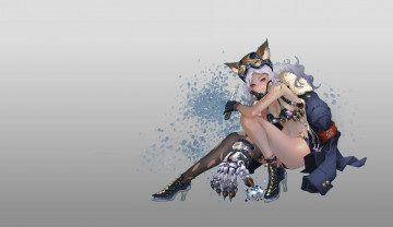 Картинка аниме оружие +техника +технологии девушка ассасин кошка неко