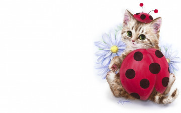 Картинка рисованное животные +коты котёнок детская каёми хараи арт