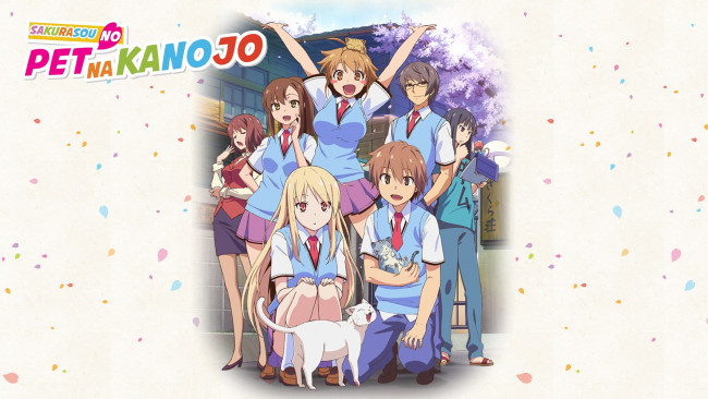 Обои картинки фото аниме, sakurasou no pet na kanojo, девушки, взгляд, фон