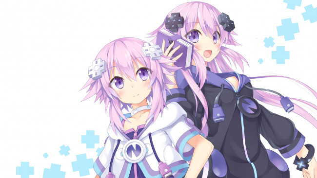 Обои картинки фото hyperdimension neptunia, аниме, девушки, фон, взгляд